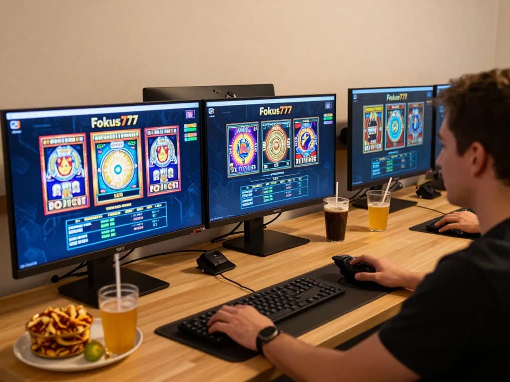 Engaging gaming session on Fokus777 platform, showcasing interactive slot games with vibrant visuals.
