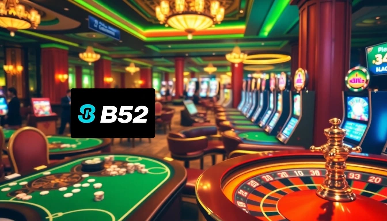 Exciting scene of B52 casino featuring vibrant gaming tables and action.
