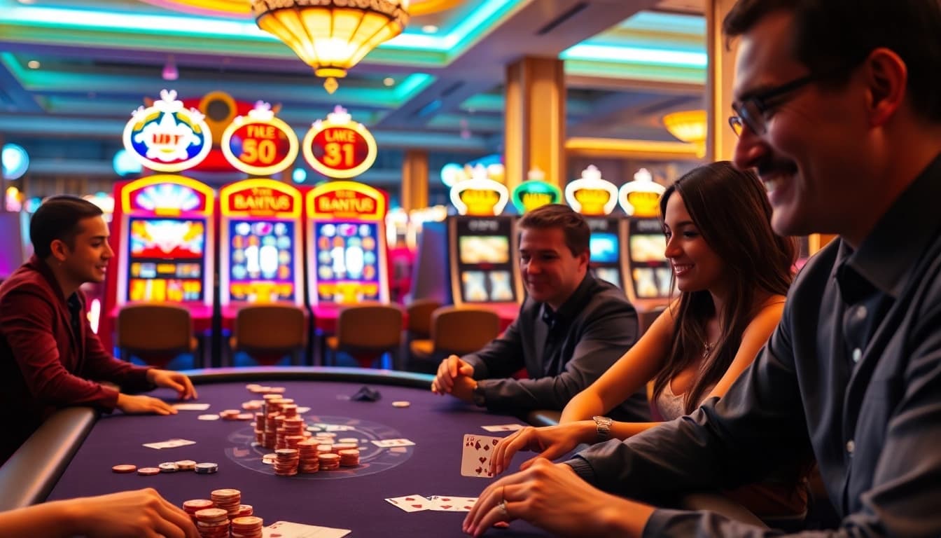 Experience the thrill of U31 casino gaming at a vibrant poker table.