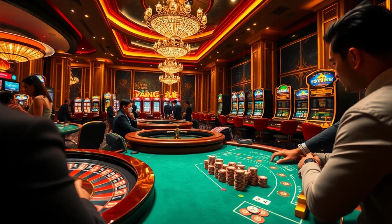 Engage with Truyện ma themes in a lively casino scene showcasing a high-stakes poker game with professional players.
