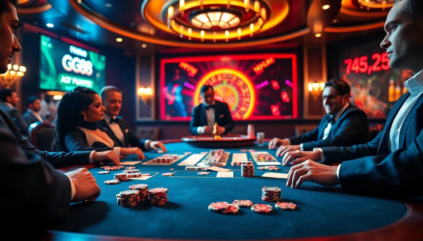 Experience the thrill of gaming at tg88's luxurious casino tables with poker action.