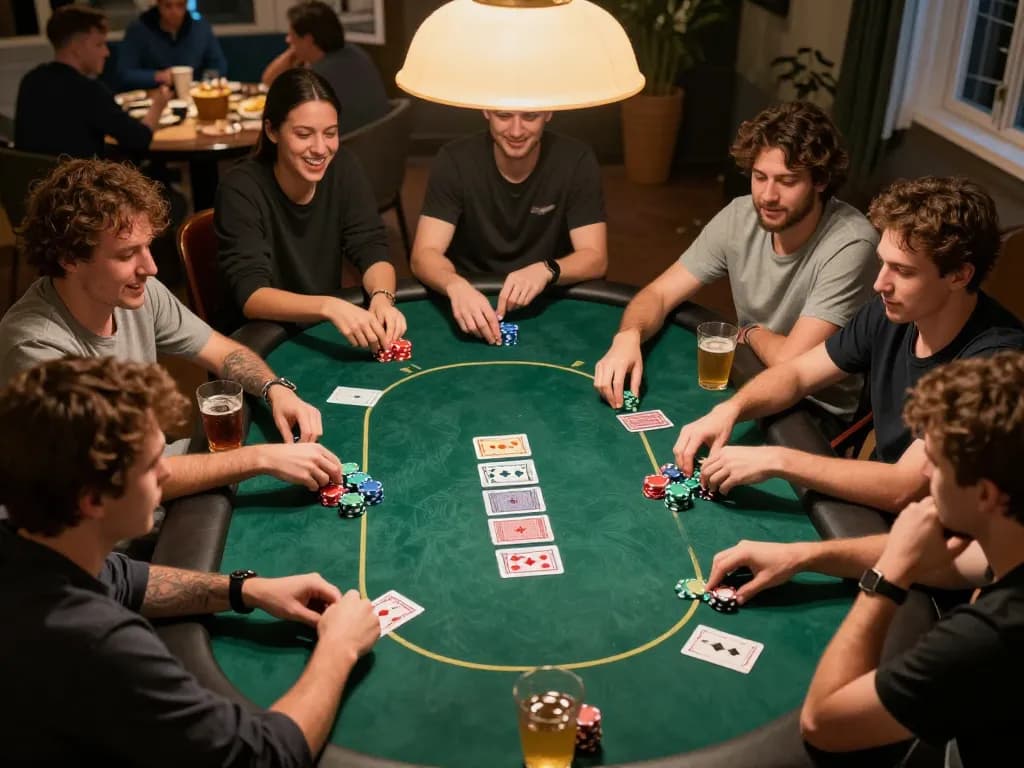 KJC players engaging in a vibrant poker game at home, showcasing strategy and fun.
