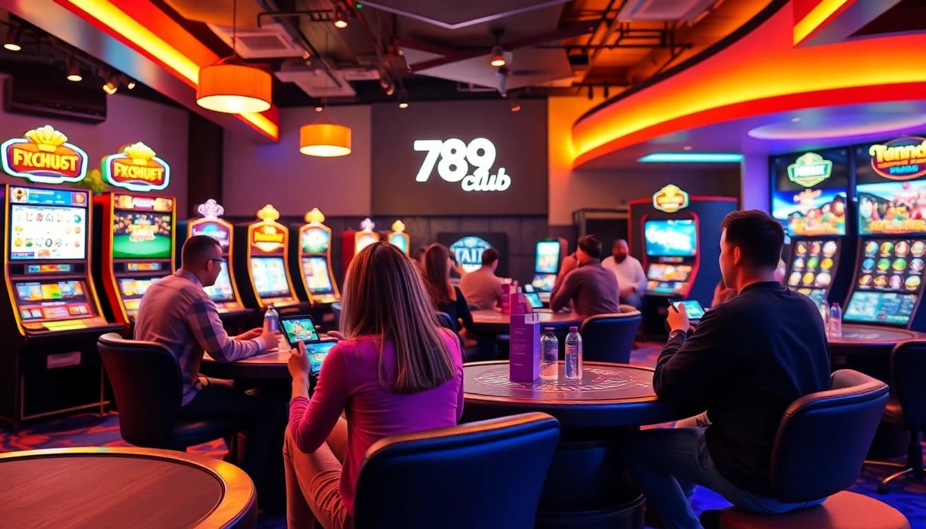 Exciting gaming atmosphere featuring players enjoying 789club games on modern devices.