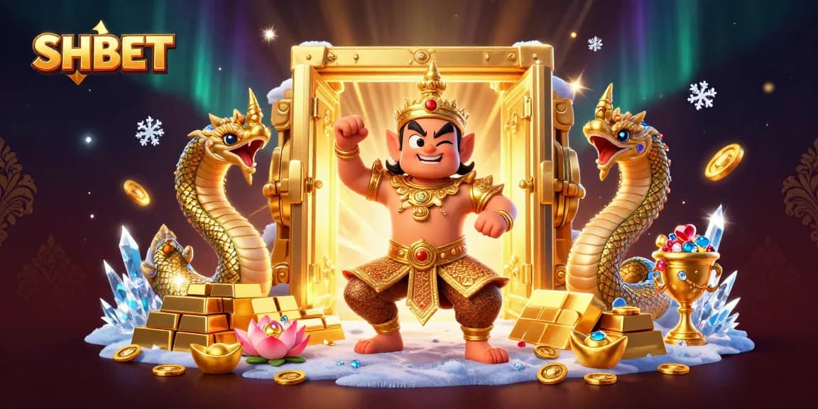 Feel the excitement at SHBET with a vibrant scene filled with cartoon guardians, treasures, and dynamic gems