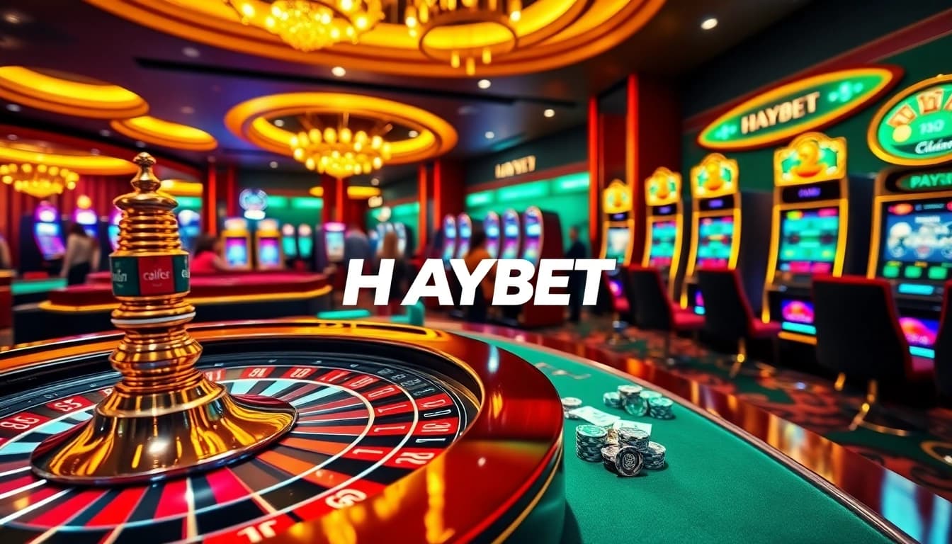 Experience a thrilling game at HAYBET's casino, featuring vibrant tables and high-stakes betting.