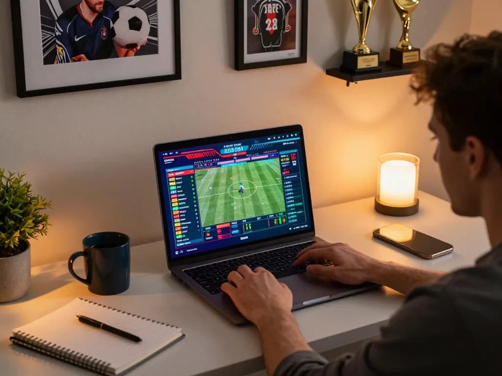 may88 user placing sports bets online, engaging in exciting gameplay interaction with live updates