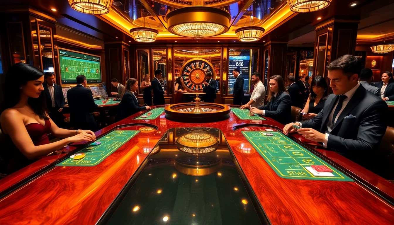 Experienced players strategizing bets at a luxury casino table featuring CM 88 design elements.