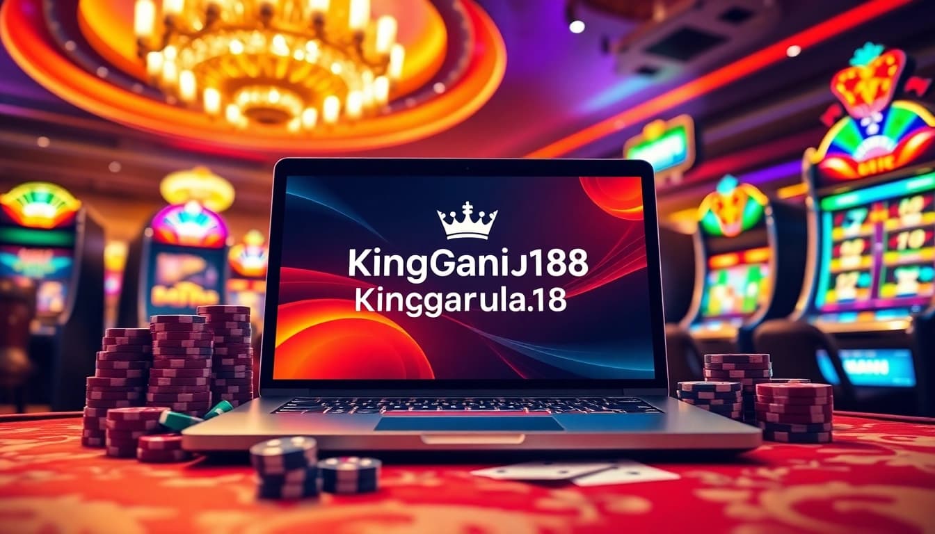 Experience seamless online gambling at kinggaruda138 with a modern casino setup featuring vibrant gaming elements.
