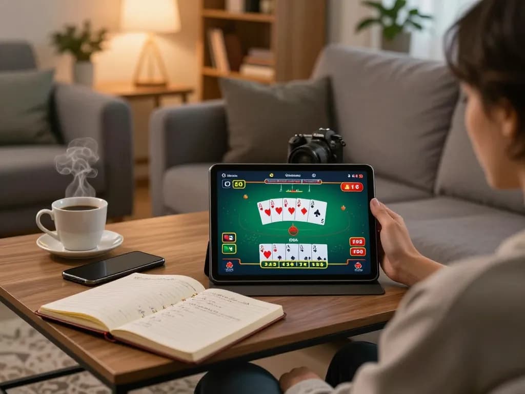 Play exciting games at Canada online casinos with a cozy home gaming setup, showcasing strategic planning.