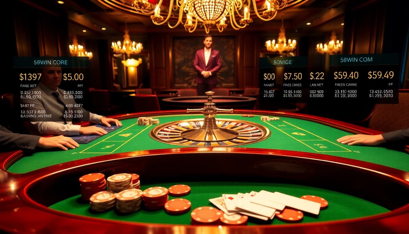 Players enjoying an exciting game at the luxurious 58win com casino table with vibrant chips.