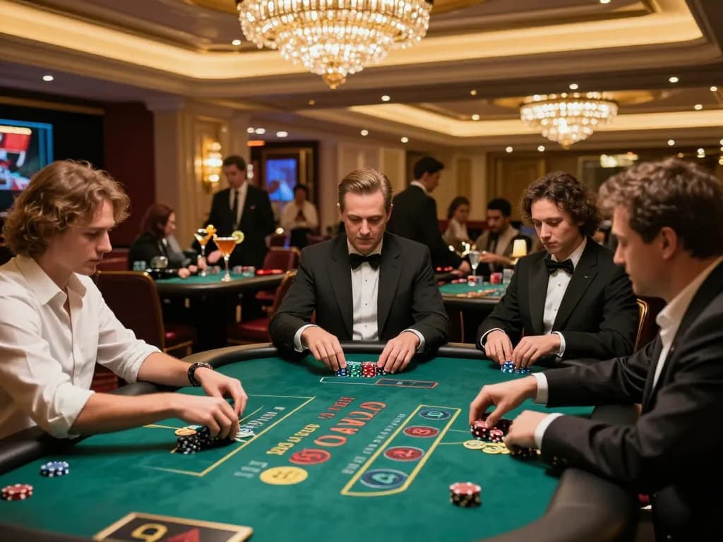 Người chơi LUCK8 tham gia vào một trò chơi blackjack thú vị tại một bàn casino cao cấp.