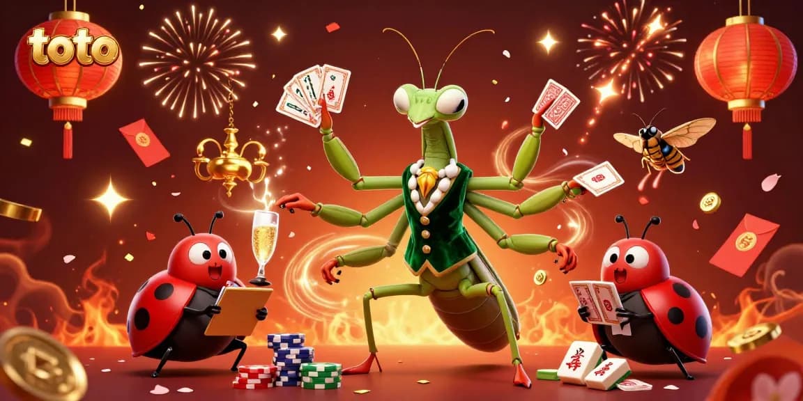 Experience thrilling action at toto casino with vibrant characters, cards, and festive decorations.