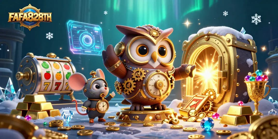 Experience thrilling wins with FAFA828TH in this vibrant casino adventure illustration.