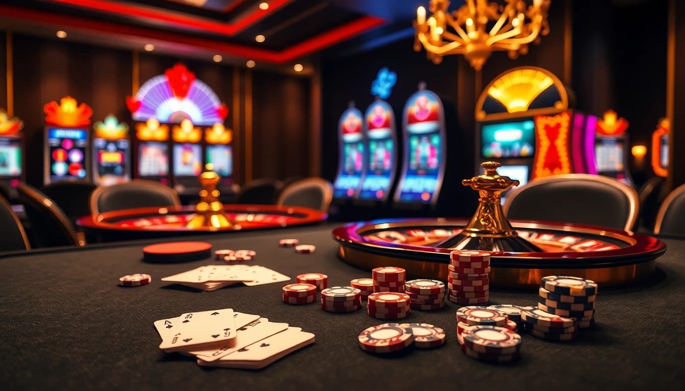 Experience thrilling casino action with NK88's vibrant slot machines and elegant gaming tables.