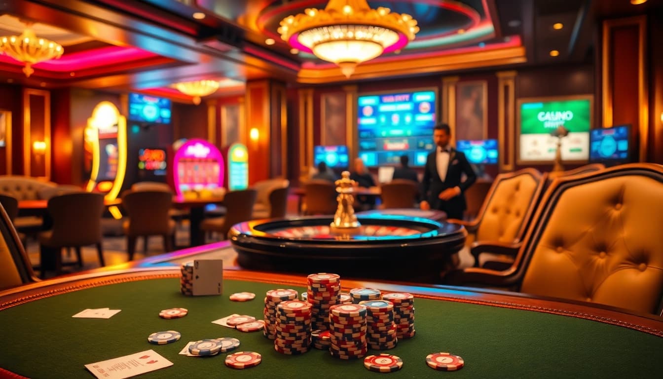 The hidden wiki-inspired casino scene displaying a vibrant poker table and an inviting roulette wheel.