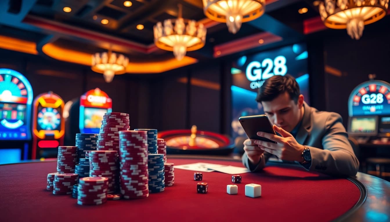 G28 online platform showcasing vibrant casino tables and engaging players.