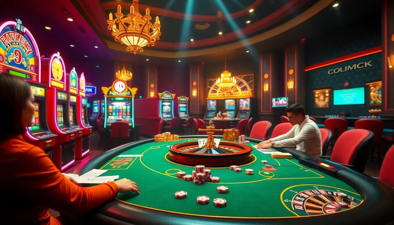 Engage with the hidden wiki in this vibrant casino scene featuring poker players at a high-stakes table.