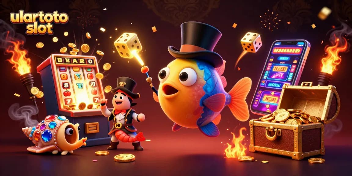 Bermain ulartoto slot dengan ikan pemancing 3D yang memikat koin emas.
