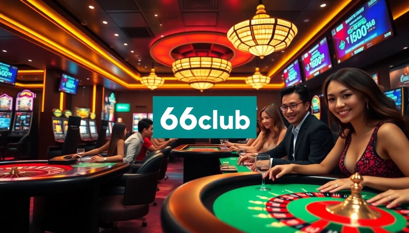 Exciting scene at 66club showcasing players engaged in vibrant casino games