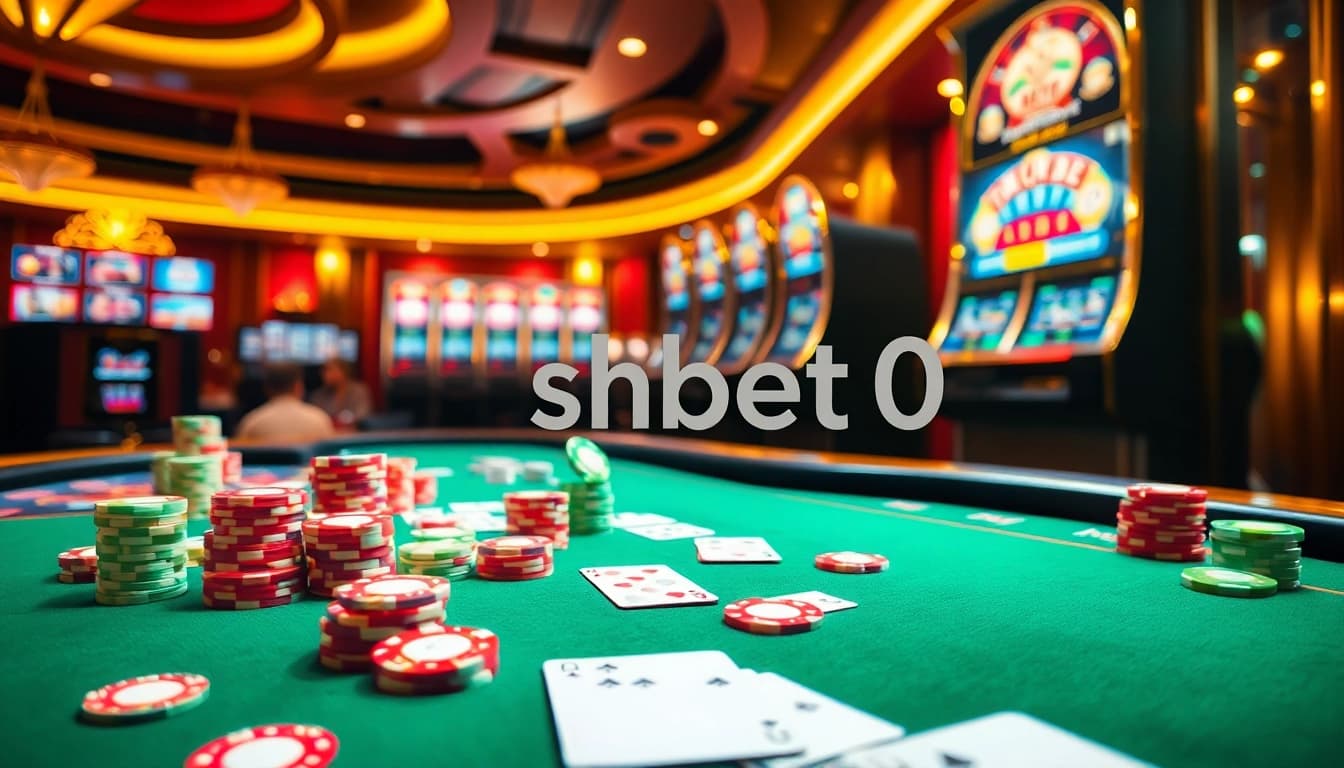 Experience the thrilling atmosphere of shbet0 with vibrant casino tables and exciting gaming elements.