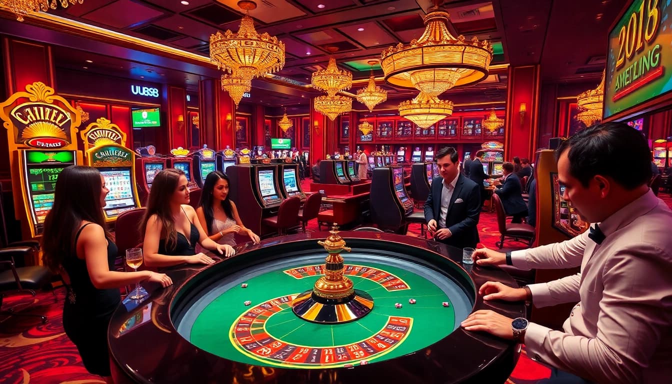 Players enjoying a thrilling experience at uu88's vibrant casino tables.