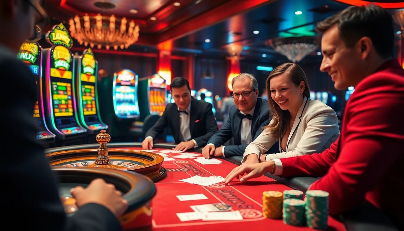 Players experience thrilling games at https://xx88.gb.net/ with vibrant casino tables and slot machines.