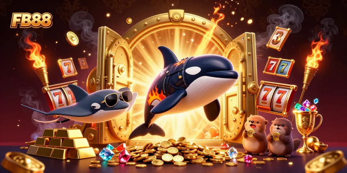 Experience the thrill of FB88's dynamic casino world featuring exciting characters and gold treasures.