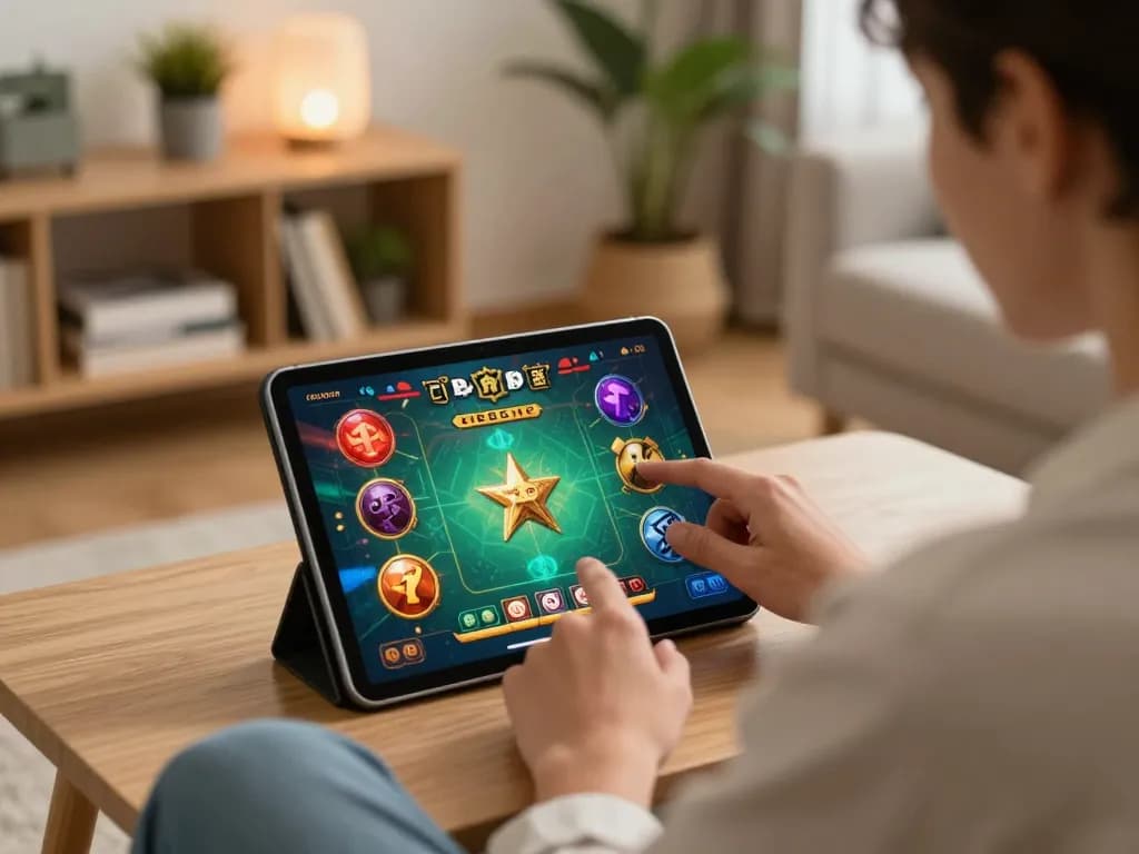 Experience thrilling gameplay at https://nhatvip1.jp.net/ with engaging online games on a cozy tablet setup.