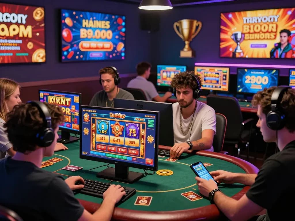 Exciting gaming scene showcasing players enjoying diverse games on OPEN88 COM with vibrant graphics and promotions.