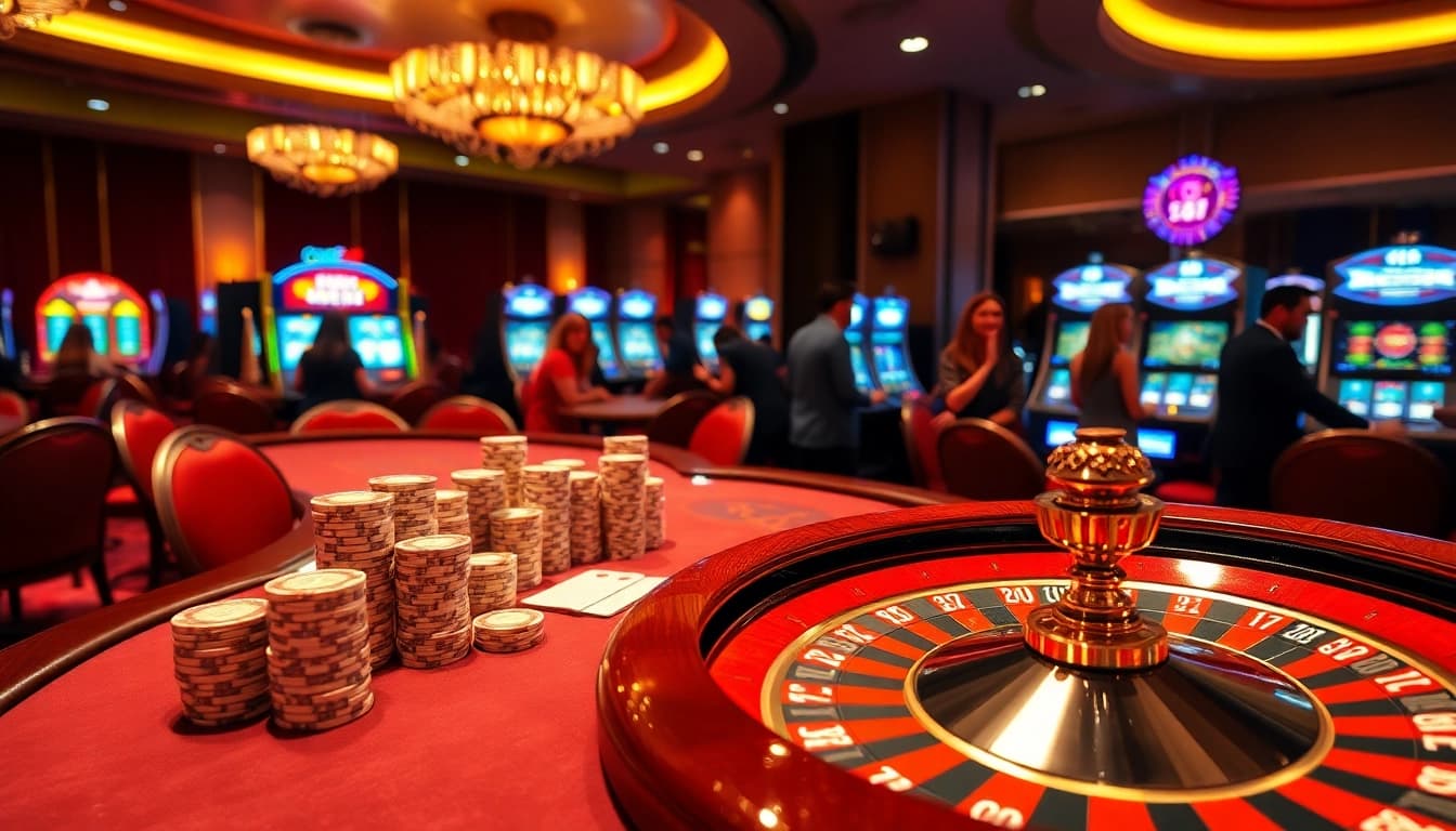 Experience thrilling gameplay at lc88 casino with vibrant gaming tables and engaging players.