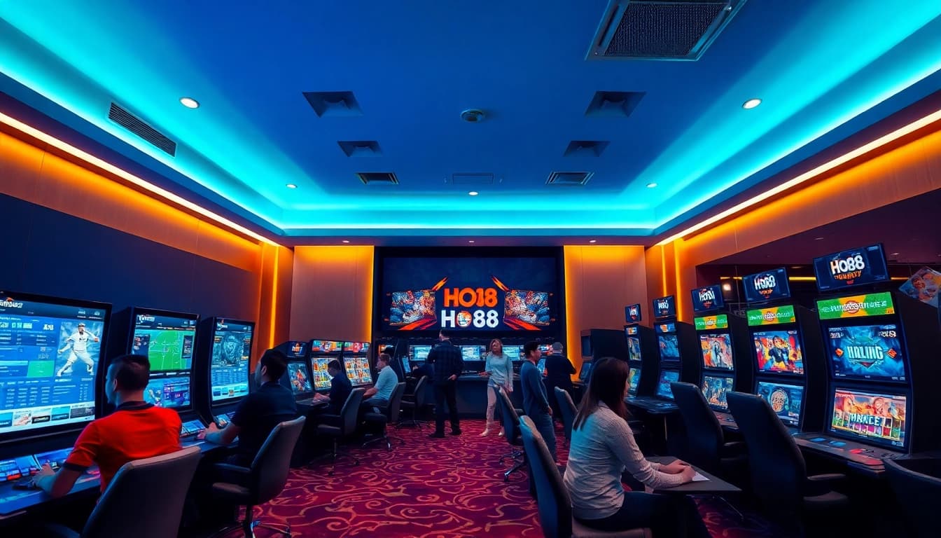 Ho88 gaming lounge showcasing online betting excitement and user-friendly interfaces.