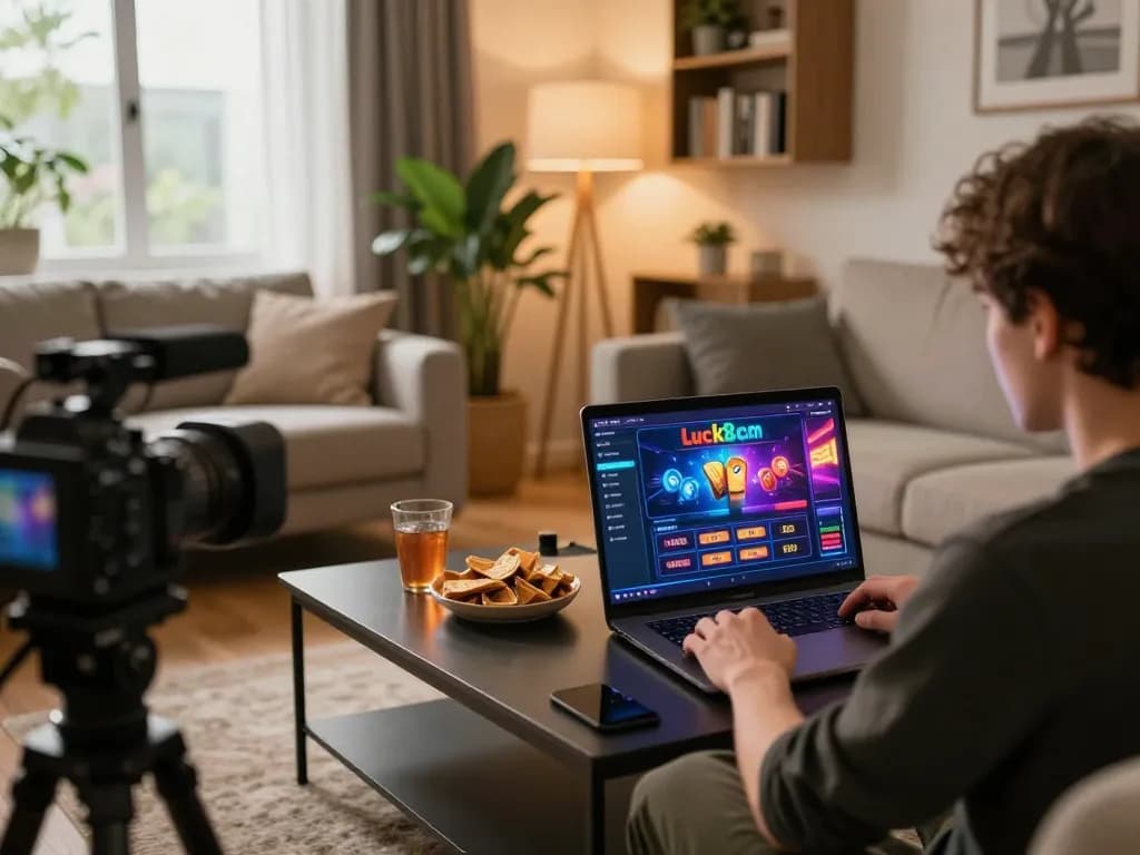 Engaging online gameplay on luck88com showcasing vibrant casino graphics on a modern laptop