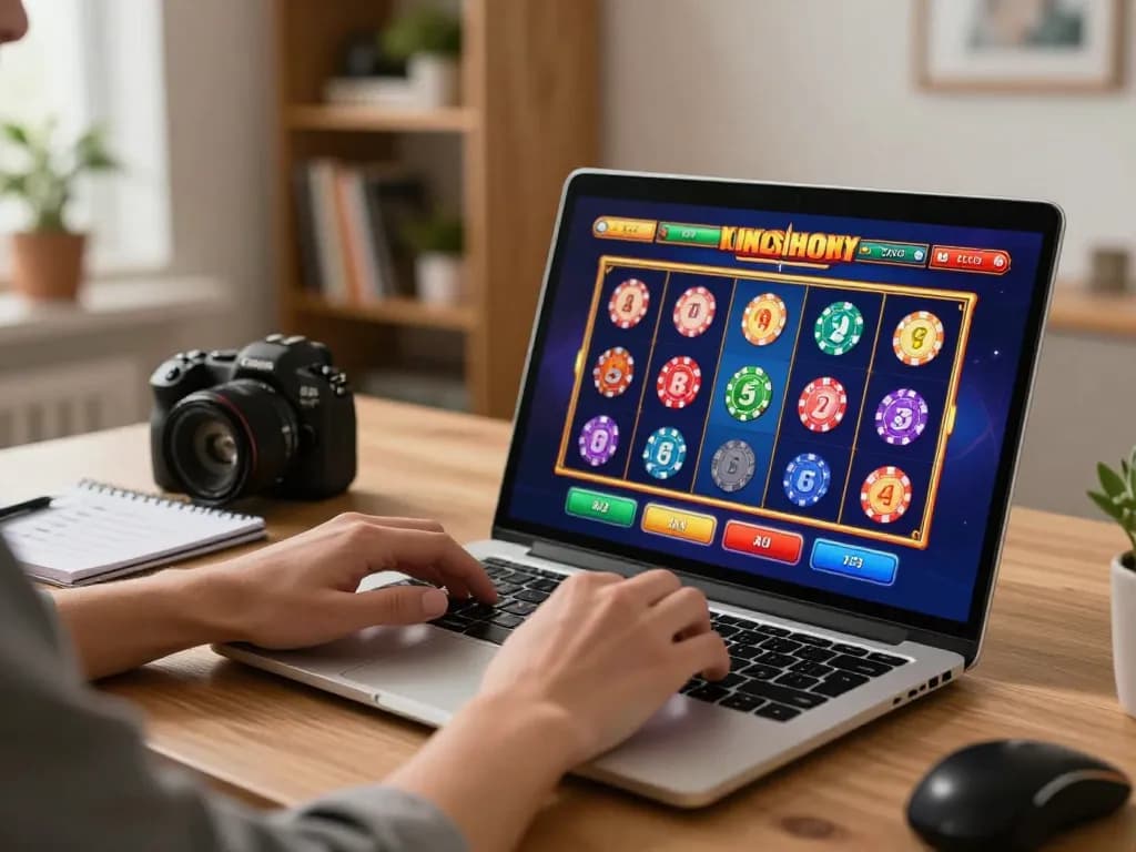 Engaging gameplay on a laptop at home showing taixiusunwin.art online casino experience.