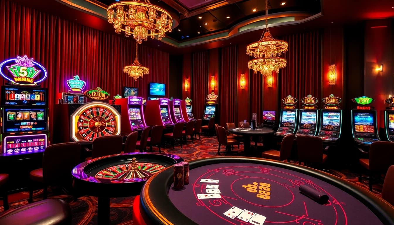 Experience high-stakes excitement at trang chủ 8kbet with vibrant roulette wheels and poker tables.