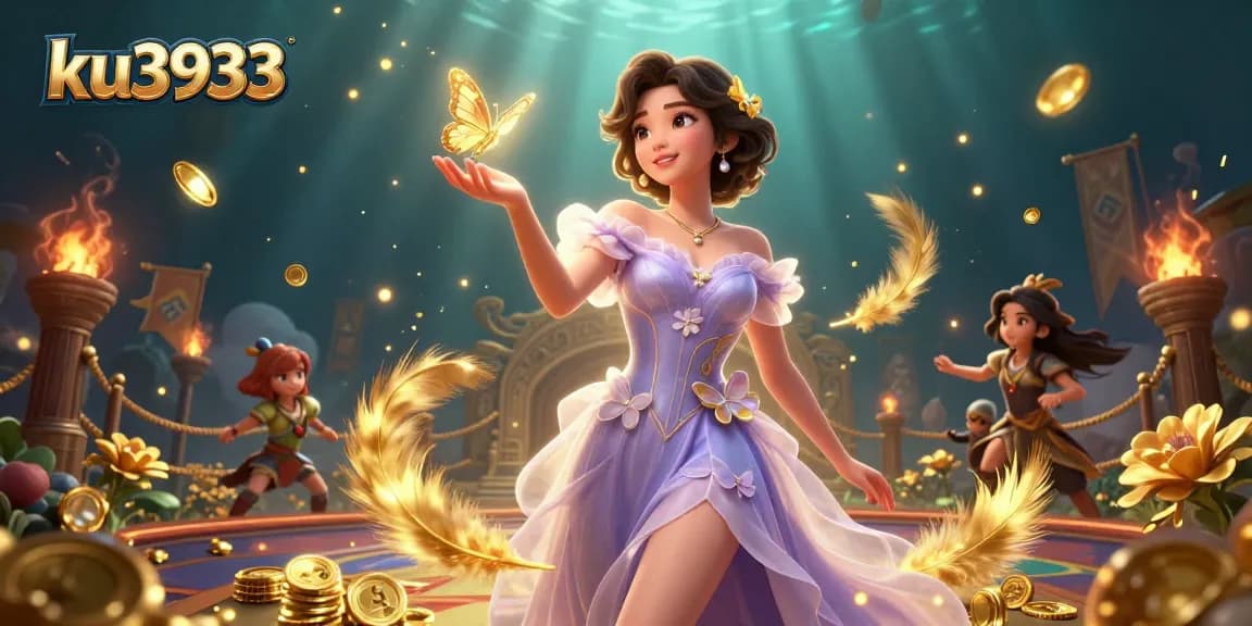 Experience ku3933 with a stunning visual of Asian elegance amid a vibrant casino scene.