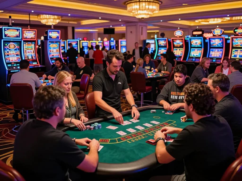 Players engaged at a blackjack table in the sunwin casino, showing action and excitement.
