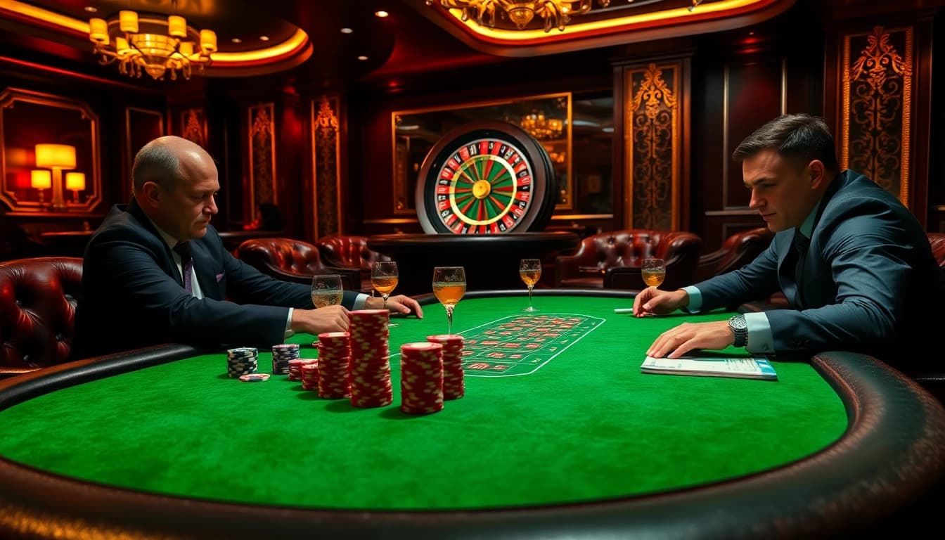 Engaging poker game scene with professional players, showcasing excitement at uu88 casino.