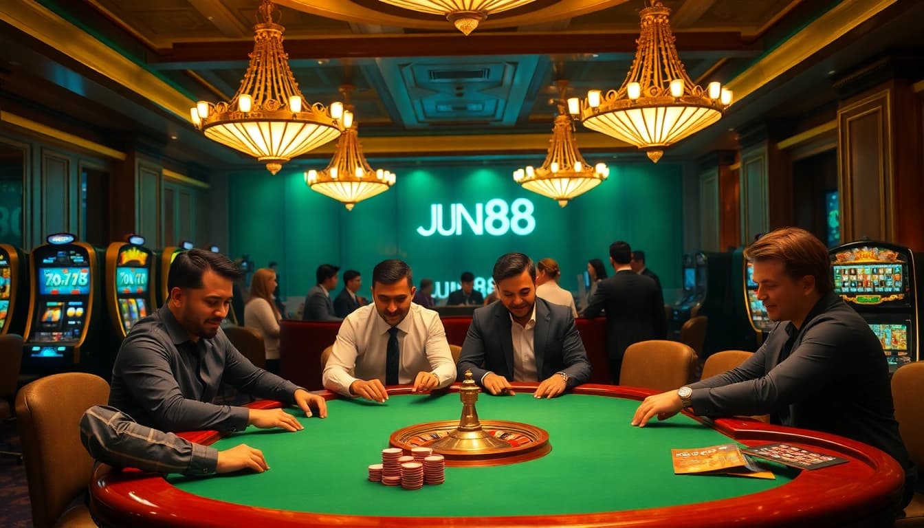 Experience thrilling poker at Jun88 with intense gameplay and luxury casino ambiance.