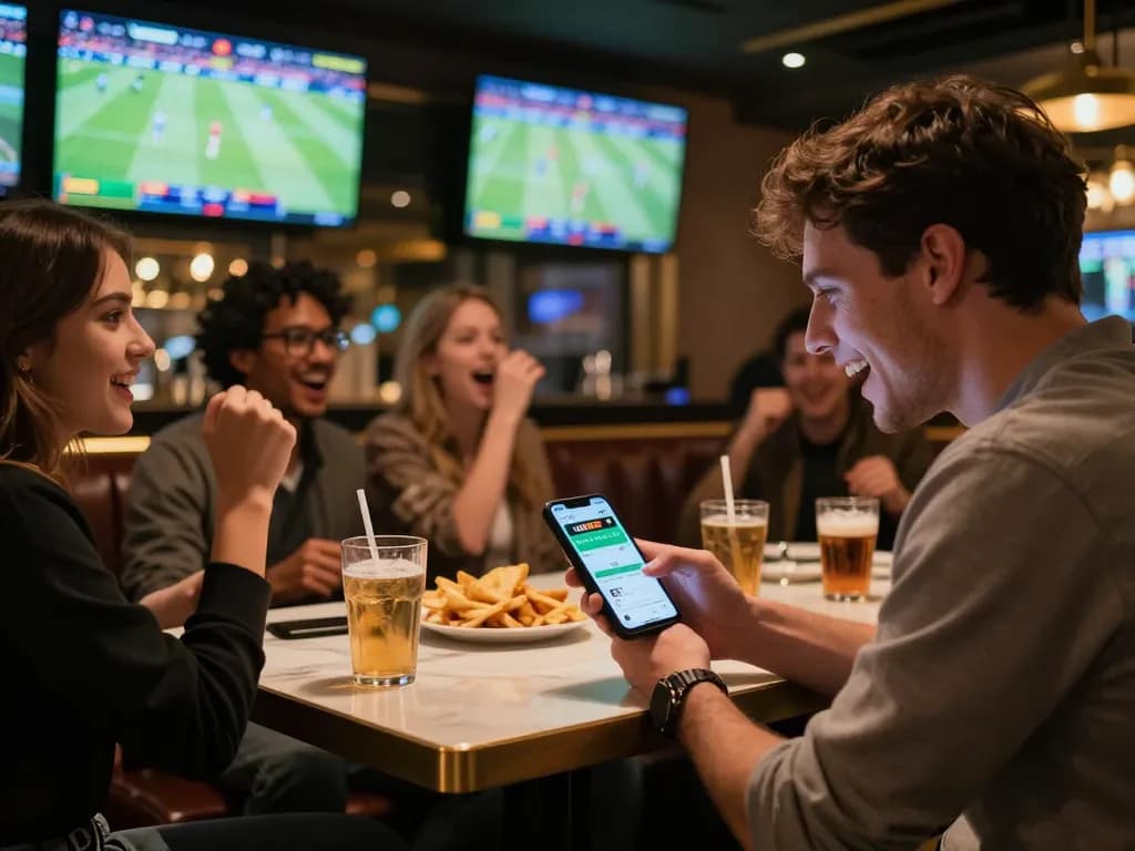 Experience thrilling sports betting with uu88 app in a lively bar atmosphere