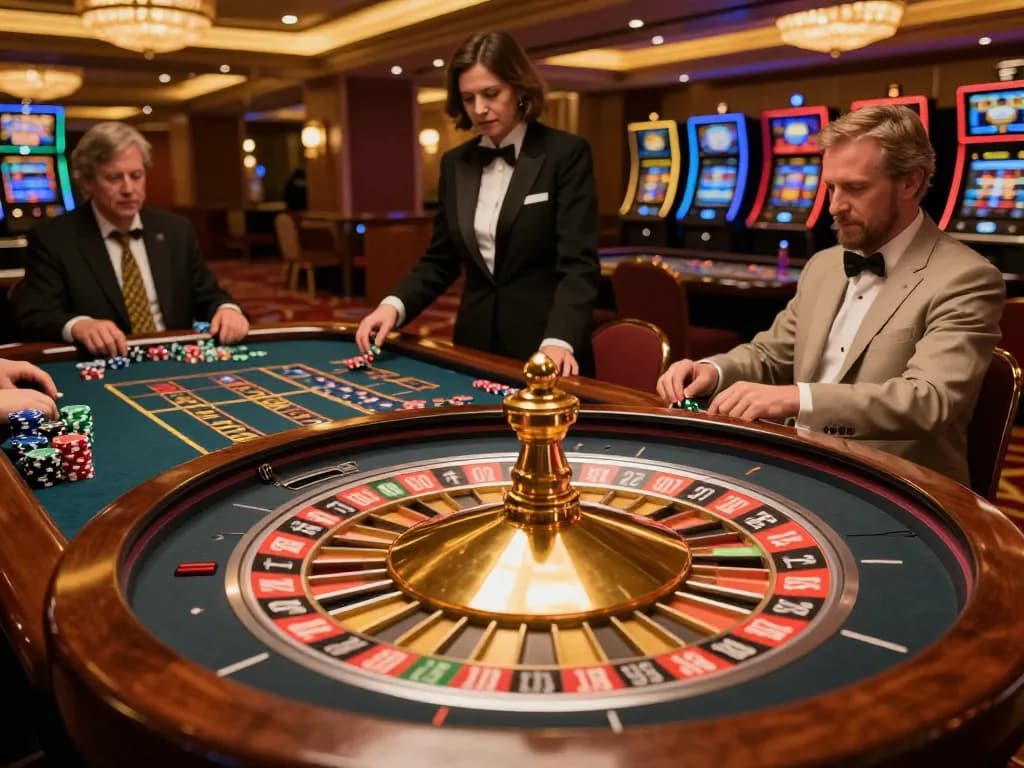 VIN88 players engaging in an exciting roulette game at an upscale casino.