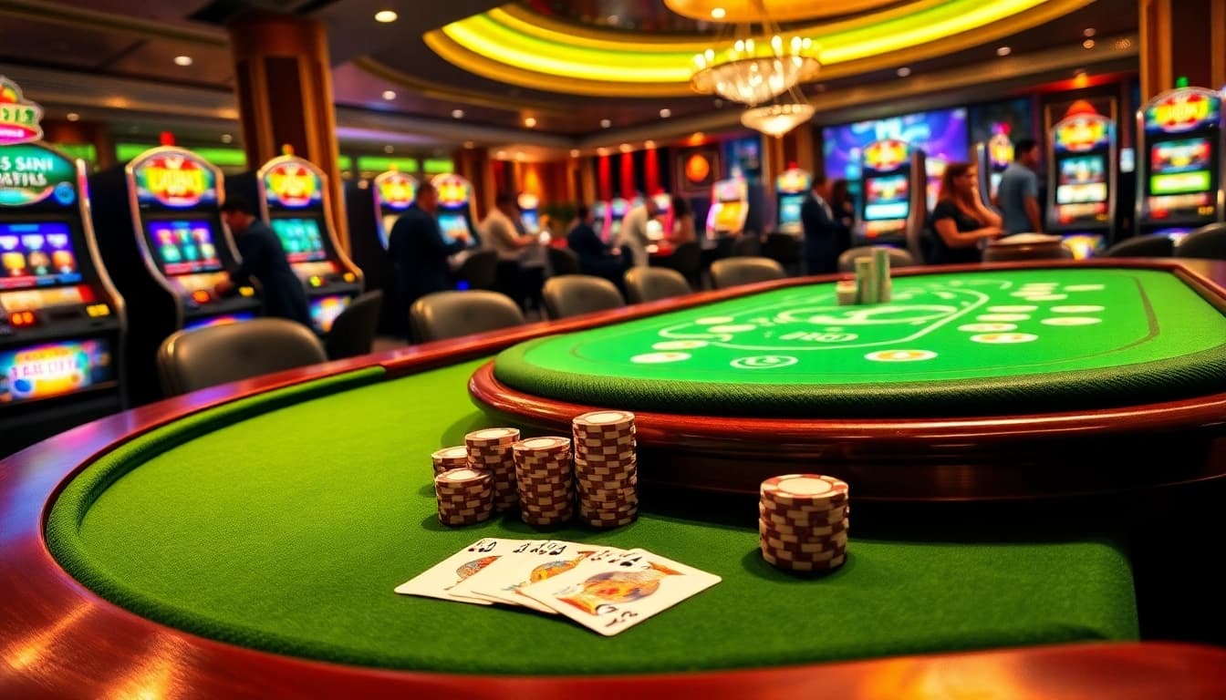 Enjoying a high-stakes game at J88 casino with vibrant poker chips and an exciting atmosphere.