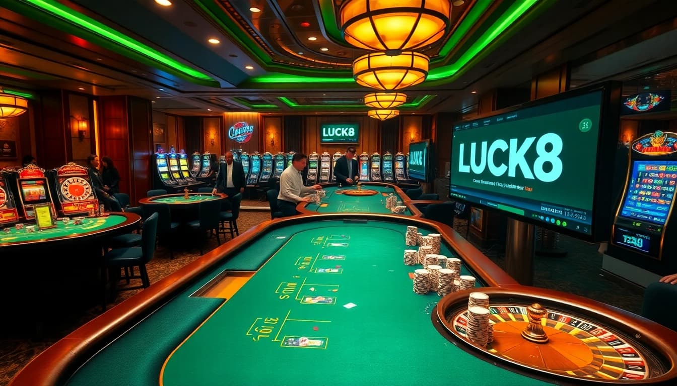 Experience the thrill of LUCK8 casino gameplay with luxurious tables and vibrant games.