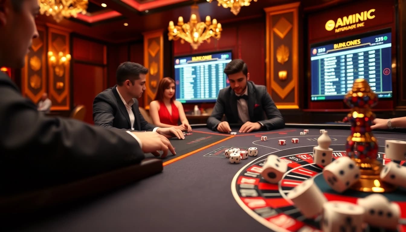 Watch as players engage in high-stakes games at https://fo88.ltd/, with vibrant chips and spinning roulette wheel.
