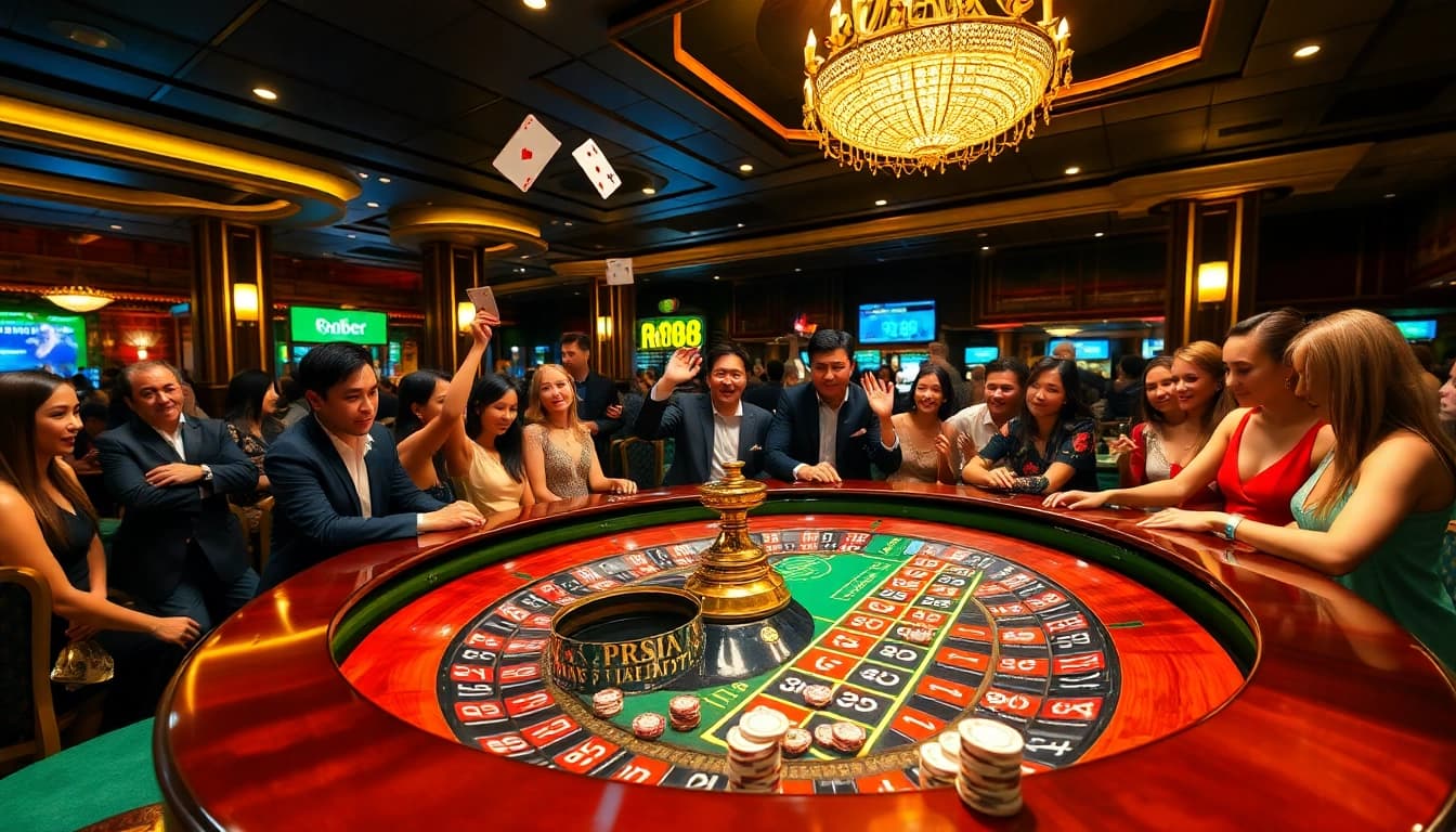 Gambling action at a luxurious RR88 casino roulette table filled with excitement and strategy.