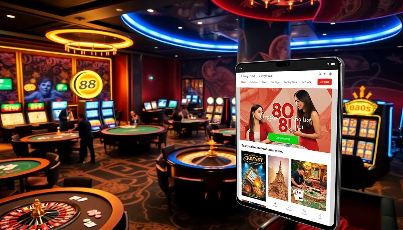 Players enjoying games at the trang chủ 88i Casino, featuring vibrant slot machines and a welcoming atmosphere.