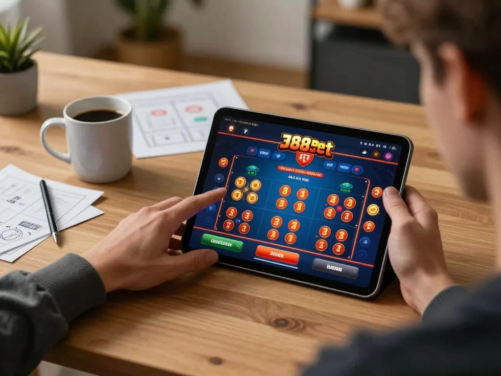 Engaged player exploring 388bet casino app for an exciting online gaming experience.