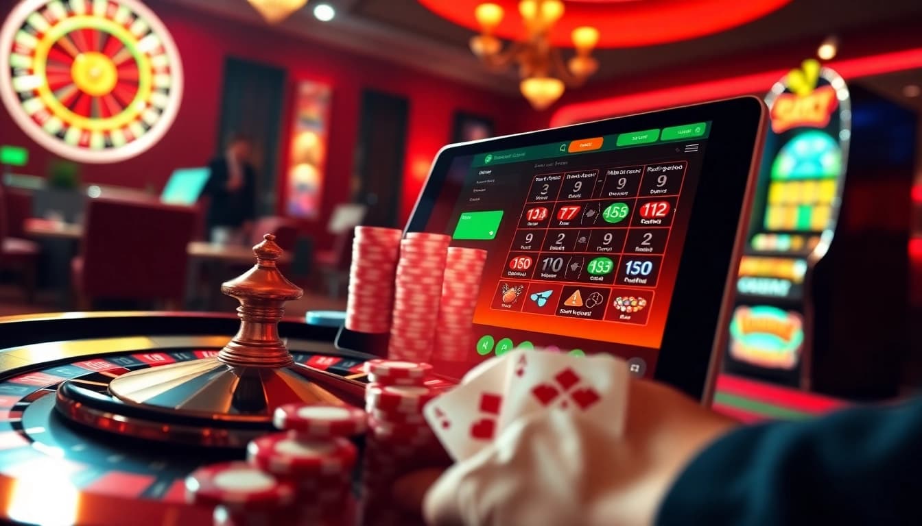 Bet big and win at https://123b.ing/, featuring a luxury casino experience with poker chips and slot machines.