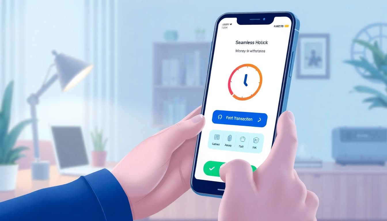 Rút Tiền KUBET88 – Trải Nghiệm Giao Dịch An Toàn Và Linh Hoạt with a user-friendly app interface showing secure money withdrawal.