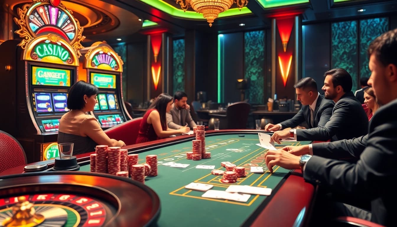 Engage in thrilling card games and casino action at https://bem88.com with vibrant poker chips and glamorous tables.