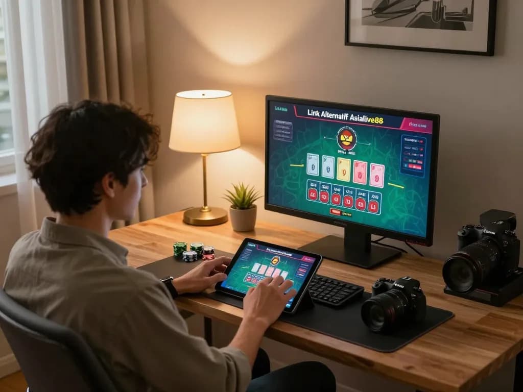 Engaging online gaming scene using Link Alternatif Asialive88 for a live blackjack game.
